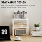 5.1" Wide Set of 2 Stackable Kitchen Cabinet Organizers Spice Racks,Office Desk Shelf Organizers Bookshelf Storage,Metal Carbon Steel