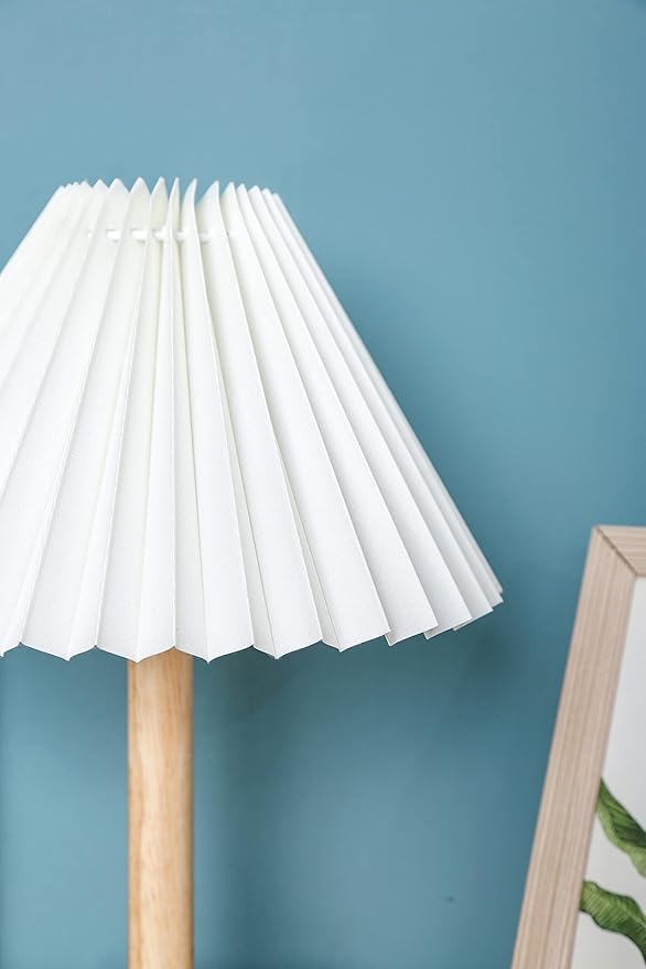 Zenply Small Table Lamp, Bedside Nightstand Mini Lamp for Bedroom Living Room Side Table Small Spaces, Pleated Aesthetic Vintage Lamp Warm White LED Bulb Included