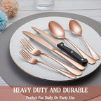 24 Pcs Rose Gold Silverware Set with Steak Knives Service for 4,Stainless Steel Flatware Set,Mirror Polished Cutlery Utensil Set, Kitchen Eating Tableware,Include Fork Knife Spoon Set,Dishwasher Safe