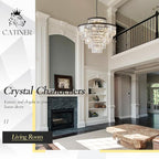 Large Crystal Chandeliers 23 Lights 36" Modern Black Luxury Chandelier for Foyer Staircase Chandeliers 6 Tiers Round K9 Ceiling Pendant Lighting Fixture for Living Dining Room