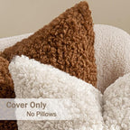 MIULEE Pack of 2 Faux Fur Throw Pillow Covers 20x20 Inch Neutral Light Beige Boucle Decorative Sherpa Pillow Covers Fuzzy Accent Soft Sheepskin Fleece for Boho Home Decor Couch Living Room Bed