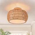 Rattan Chandelier Boho Ceiling Light Fixtures Drum Flush Mount Ceiling Light Small Woven Chandelier for Kitchen Bedroom Hallway Nursery Light Fixture