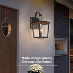 ALVIME Outdoor Wall Lights Fixture, Waterproof&All-Weather Wall Sconce, Exterior Garden Lanterns, Porch Outside Lamps for Entryway, House Backyard, Patio, Garage, Aged Copper&Clear Seedy Drizzle Glass