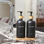 Black Soap Dispenser, Hand Soap, and Dish Soap Dispenser Set Suitable for Kitchen Counter Decor. (Black)