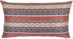 Boho Couch Pillow Covers Red and Blue Kilim - 14 x 24 Inches Decorative Throw Pillows, Lumbar Decor for Living Room, Bohemian Outdoor Case for Farmhouse, Ethnic Shams, Patio