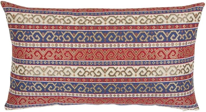 Boho Couch Pillow Covers Red and Blue Kilim - 14 x 24 Inches Decorative Throw Pillows, Lumbar Decor for Living Room, Bohemian Outdoor Case for Farmhouse, Ethnic Shams, Patio