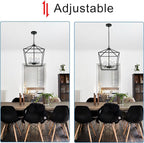 MELUCEE Rustic Open Cage Chandelier 6 Lights in Black Farmhouse Lantern Hanging Ceiling Light Large Pendant Light with White Candle-Shaped Socket for Hallway Dining Room Kitchen Island, E12 Base