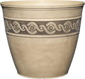 Classic Home and Garden Corinthian Resin Planter Pot - Outdoor & Indoor Plant Pot - Round Planter for Plants & Flowers (16" Ivory Ash, Pack of 1)