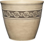 Classic Home and Garden Corinthian Resin Planter Pot - Outdoor & Indoor Plant Pot - Round Planter for Plants & Flowers (8” Ivory Ash, Pack of 1)