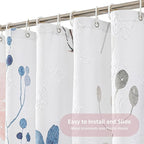 QiyI Watercolor Floral Shower Curtain, 3D Embossed Butterflies Pink Blue Bathroom Curtain, Minimalist Farmhouse White Bath Curtain, Waterproof Fabric Flower Shower Curtain Set with Hooks, 72x72