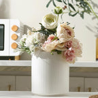 KSENDALO 7.8" Rotating Untensil Holder for Countertop, 360° Jumbo Ceramic Kitchen Organizer Utensil Crock with Rotable Bamboo Base- Modern Countertop Storage for Spatulas & Spoons, Flowers etc, White