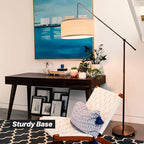 Brightech Hudson 2 - LED Floor lamp, Tall Lamp with Sturdy Base, Contemporary Arc Lamp for Living Rooms & Offices, Great Living Room Décor, Mid Century Modern Light for Bedroom - Rubbed Bronze