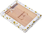 Miicol Wood Charcuterie Board, Monogram Cheese Board 10 Inch, Personalized Initial Cutting Board with Spreader, Unique Housewarming Gift, Ideal for Kitchen, Home, Letter E