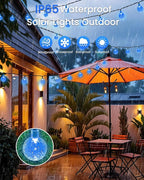 LORRYTE 2-Pack 120 LED Blue Solar Christmas Lights Outdoor - 72FT Crystal Globe Waterproof Solar String Lights with 8 Lighting Modes for Christmas Decorations, Garden, Patio, Party, Porch