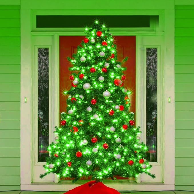 800 LED Green String Lights, 262ft Green Christmas Lights Outdoor Clear Wire 8 Modes Plug in Waterproof Christmas Twinkle Fairy Light for Indoor Room Tree Party Halloween Decorations