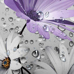 Rustic Farmhouse Purple Floral Shower Curtain, Farm Daisy Flowers and Butterfly Shower Curtain for Bathroom, Country Violet Gray Fabric Boho Shower Curtain Set with 12PCS Hooks, 70X75IN