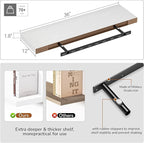 Vivelove 10 inch Deep Wall Shelves 36 inche Long, 1.8 Thick Single Floating Shelf Wall Mounted, Heavy Duty 70 lbs Shelves for Bedroom, Books, Living Room, Kitchen, Office Modern Farmhouse Decor, White