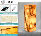 UMAID Handcrafted Onyx Marble Table Lamp, Each Lamp One-of-a-Kind with Natural Patterns, Warm Amber Glow, Dimmable Cord & Bulb, Modern Home Decor for Bedroom, Desk, Office, Living Room, or Bedside
