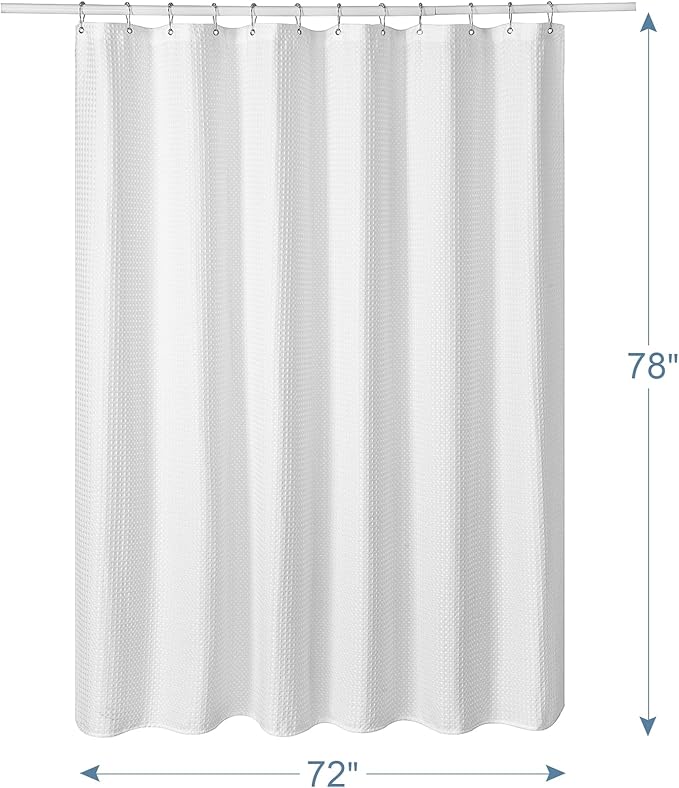 AmazerBath 78 Inch Shower Curtain Fabric, Waffle Shower Curtain 72x78 Inches, Long Shower Curtain White Heavy Duty Hotel Quality Bathroom Shower Curtains