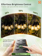 addlon 50FT LED Outdoor String Lights, Remote Dimmable Patio Lights with Timer & 3 Lighting Modes, 16 Shatterproof Edison Bulbs, Waterproof Connectable String Lights for Outside Backyard Party Décor