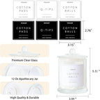 Qtip Holder & Cotton Pad Dispenser, Bathroom Organizer and Storage Canisters, 16oz Glass Apothecary Jars for Kitchen, Restroom - Home Decor, Room Decor Aesthetic (2 Pack, Transparent)