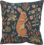 Charlotte Home Throw Pillow Covers - 14x14 Inch Decorative Tapestry Pillow Case for Sofa & Bed - Rabbit French Country Sofa Cushion Cases - Elegant Woven Accent Pillow Covers with Hidden Zipper