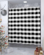 Vandarllin Rustic Black White Buffalo Check Plaid Pattern Shower Curtain, Farmhouse Shower Curtains Set with Hooks, Waterproof Fabric Bathroom Curtains Decor Home Accessories, Stall Long 54 X 78 Inch