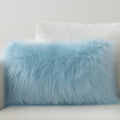 Phantoscope Faux Fur Solid Decorative Pillow Cover Fluffy Throw Pillow Mongolian Luxury Fuzzy Pillow Case Cushion Cover for Bedroom and Couch,Light Blue 12 x 20 Inches