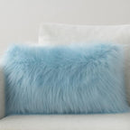 Phantoscope Faux Fur Solid Decorative Pillow Cover Fluffy Throw Pillow Mongolian Luxury Fuzzy Pillow Case Cushion Cover for Bedroom and Couch,Light Blue 12 x 20 Inches