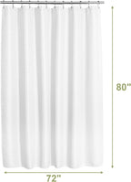 AmazerBath White Shower Curtain 80 Inches Long, Waffle Shower Curtain 72x80 Inches, Long Shower Curtain Fabric, Heavy Duty 240GSM, Hotel Quality, Bathroom Curtain, Premium Polyester