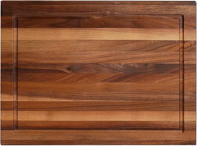CONSDAN Wood Cutting Board for Kitchen, 16 x 12, USA Grown Solid Black Walnut Hardwood, Edge Grain, Chopping Board, Butcher Block with Juice Groove, Prefinished with Food-Safe Oil, 3/4" Thick