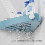 Sotfamily Shower Caddy Corner, 4 Pack Adhesive Corner Shower Shelves for Bathroom Organizers and Storage, Rust Free Plastic Rack for Bathroom Accessories & Decor, Light Blue