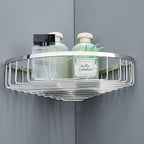 Bathroom Corner Shower Caddy Organizer, Corner-Hollow Design, SUS304 Stainless Steel Heavy Duty Rust-Proof Bathroom Shelf Organizer Holder, Wall Mounted Storage Rack, Brushed Chrome