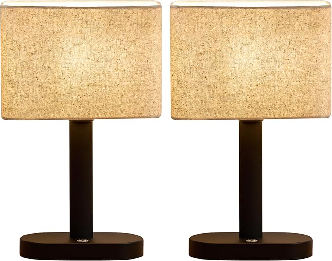 12.6" Set of 2 Cordless Touch Table Lamp, 5200mAh Rechargeable Desk Lamp, Stepless Dimming Modern Bedside Lamps with 3000K Warm Light LED Bulb, Nightstand Lamps for Bedroom, Living Room,Office