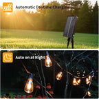 100FT Solar String Lights Outdoor Waterproof, 50+2 Shatterproof with Edison Bulbs,Solar Powered Outdoor Lights with Remote, LED String SolarLights for Garden, Backyard, Parties (100FT)