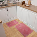 2 Piece Bathroom Rugs and Mats Sets, Non-Slip Microfiber Bath Rugs, Machine Washable Absorbent Bath Mats for Bathroom Floor (Pink, 16''x24'' Plus 20''x32'')