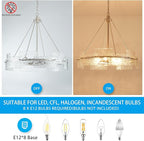 XINGQI Large 8-Light Modern Silver Glass Chandelier 26" Drum Light Fixture Round Water Ripple Pendant Lighting for Dining Room Living Room Kitchen Island Office