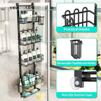 HapiRm 5 Tier Over the Door Shower Caddy, Hanging Shower Caddy with 28 Hooks and 2 Toothbrush Holders, No Drilling Adjustable Hanging Bathroom Organizer - Black