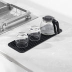 Silicone Dish Drying Mat for Multiple Usage,Easy clean,Eco-friendly,Heat-resistant Silicone Mat for Kitchen Counter,Sink,Bar,Bottle,or Cup Black M 17 inches x 6 inches