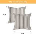 Black Pillow Covers Farmhouse Linen Throw Pillow Covers Striped Outdoor Decorative Square Throw Pillows for Couch Sofa Bed 20x20 in Pack of 2 Black and Cream