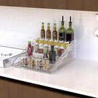PMMASTO Widen Tiered Spice Rack, Seasoning Organizer, Clear Acrylic Vertical Shelves Can Organizer for Countertop, Cabinet, Pantry, Kitchen Organization and Storage - 5 Tier