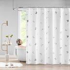 Jubilantex Butterfly Shower Curtain for Bathroom, White Silver Print Farmhouse Waterproof Bathroom Decorative Rustic Kids Shower Curtain with 12 Rust Proof Grommets for Spa Hotel, 70x72 Inches