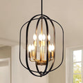Black and Gold Chandelier for Dining Room, 8-Light Farmhouse Entryway Light Fixture Adjustable Pendant Lights Kitchen Island Rustic Kitchen Chandelier for Entryway, Living Room, Foyer
