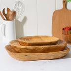 Root Wood Dish, Party Platter and Tray for Sandwich Bread Serving, Appetizer Display, Vintage Ring Dish, Hand Carved Artworks (12-13 inch)