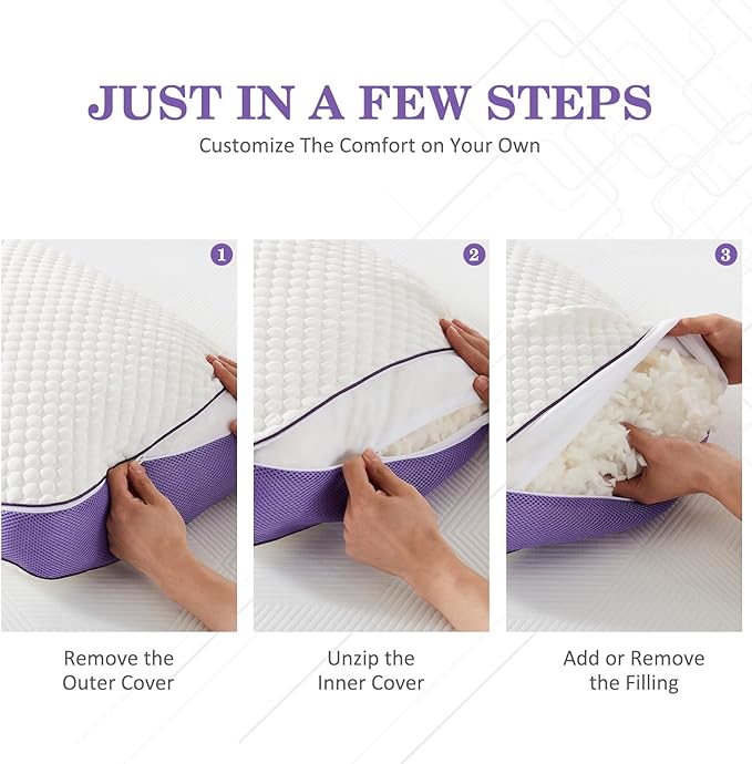 HOMELAB Adjustable Shredded Memory Foam Body Pillow, Cooling Long Pillow with Washable Cover, Full Support for Side Sleepers, Back, Hip & Leg Comfort, 1 Pack 20"x52"