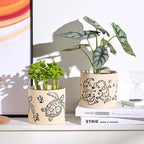 5 Inch Ceramic Plant Pots with Drainage Holes, Small Round Flower Pots for Indoor Plant, Unique Animal Flower Planters (Sea Turtle)