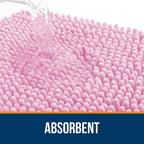 OLANLY Bathroom Rugs 47x17, Extra Soft Absorbent Chenille Bath Rugs, Rubber Backing Quick Dry, Machine Washable Bath Mats for Bathroom Floor, Tub and Shower, Home Decor Accessories, Pink