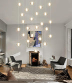 24-Lights Modern Crystal Rectangular Chandelier LED Raindrop Ceiling Pendant Light Crystal Lighting Fixture for Living Room Hotel Staircase Hallway Foyer Entryway Bedroom Gold