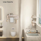 VOLPONE Corner Shower Caddy Suction Cup Shower Shelf Corner No Drilling Bathroom Shower Organizer Storage Rack Adhesive with Towel Bar Hooks(3-Pack, Ivory)