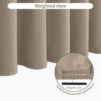 Inhousolu Fabric Shower Curtain Waffle Weave, 230 GSM Heavy Duty, Weighted Hem, 8 Metal Hooks, Water Repellent, Machine Washable, Hotel Spa Luxury Bath Curtain Set, 36 x 72 Inch, Beige